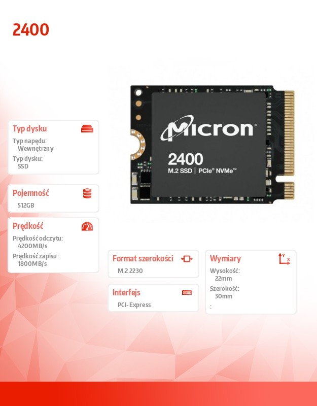 Micron 2400 NVME 2230サイズ　512GB